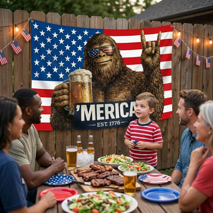 Bigfoot “The United States Was Founded in 1776”—A Fun, Patriotic Bigfoot Flag