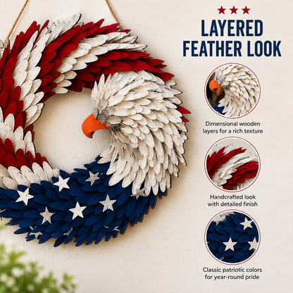 American Eagle Wooden Door Wreath Sign