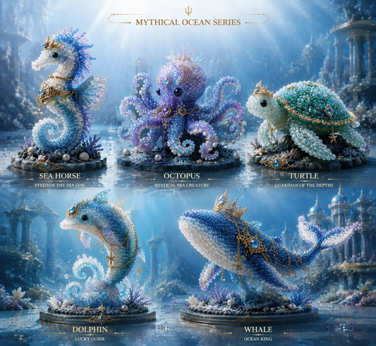 🌊 Mythical Ocean DIY Bead Kit – 🐙 Create 5 Sea Creatures: Seahorse, Octopus, Turtle, Dolphin & Whale – Perfect Craft Gift 🎁