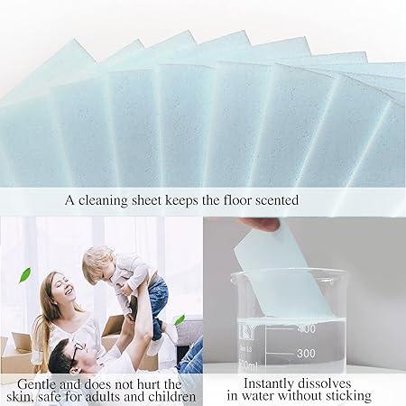 100PCS Water Soluble Cleaning Sheet, Floor Cleaning Sheet