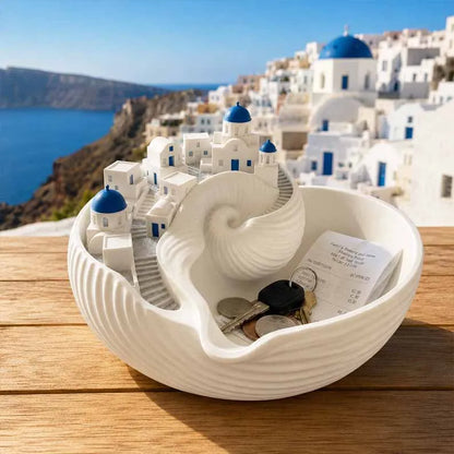 🏝️ Santorini Catchall Bowl – 🌊 3D Miniature Island Design – Home Decor & Jewelry Tray