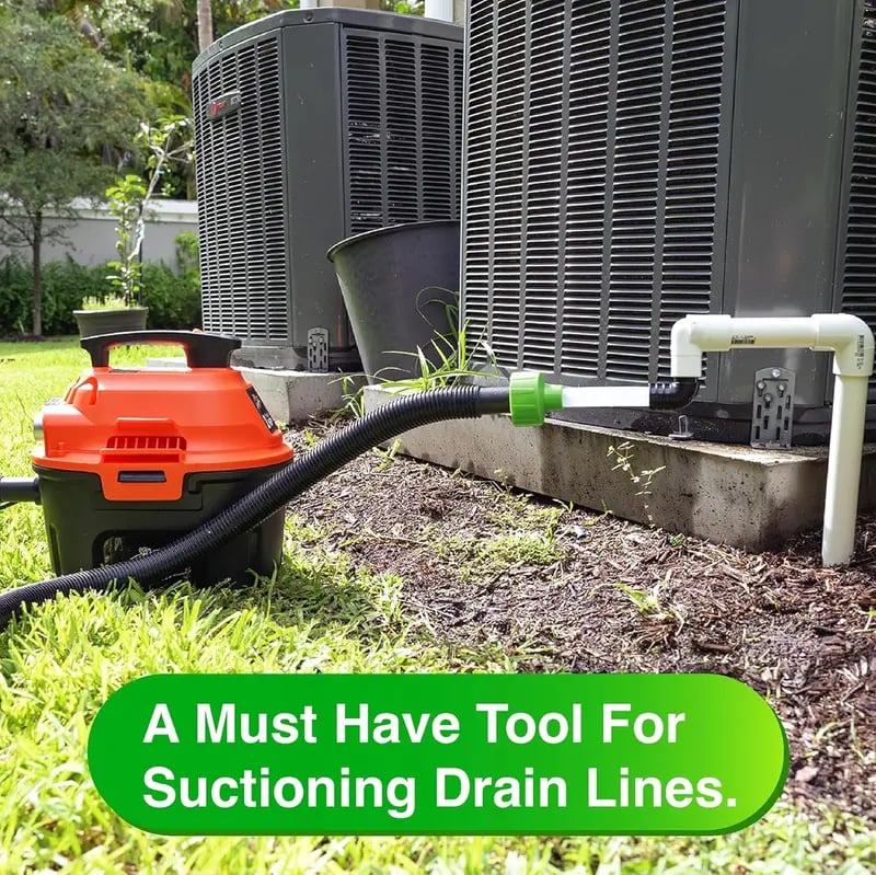 HVAC to PVC AC Drain Line Cleaner Tool - Universal Fit AC Drain Line Unclogger
