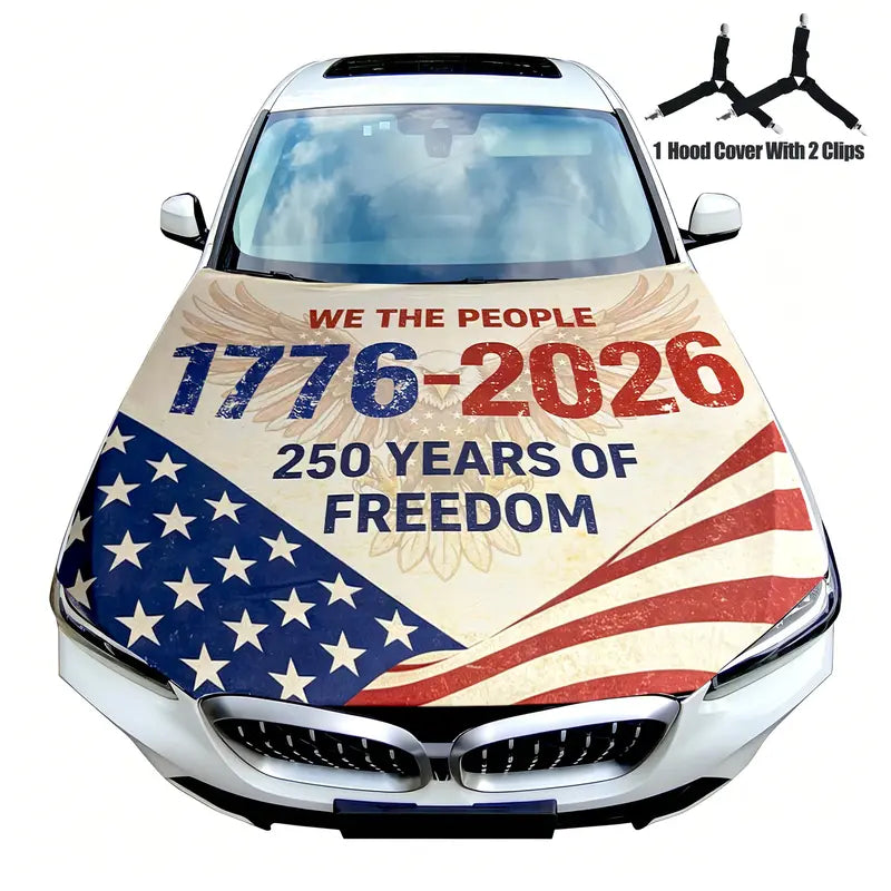 🇺🇸🔥 American Flag Hood Cover 🚗 | Wind-Proof & Universal Fit 🛡️