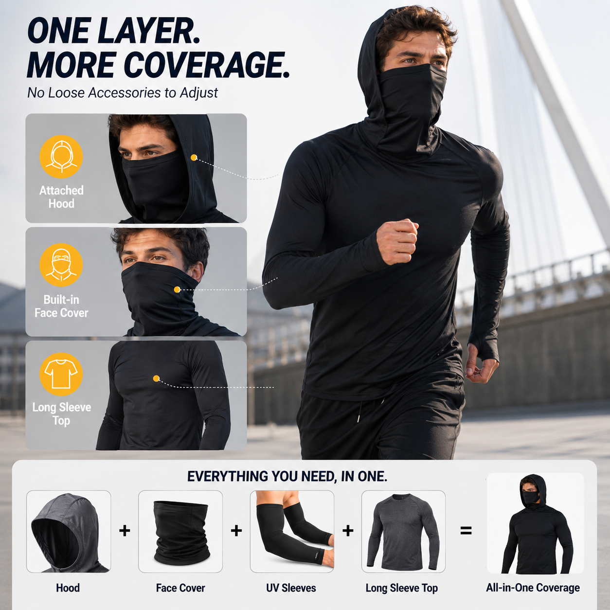 🛡️ 3-in-1 Integrated Hooded Sun Shirt with Face Cover 🚴‍♂️