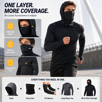 🛡️ 3-in-1 Integrated Hooded Sun Shirt with Face Cover 🚴‍♂️
