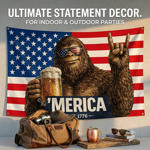 Bigfoot “The United States Was Founded in 1776”—A Fun, Patriotic Bigfoot Flag