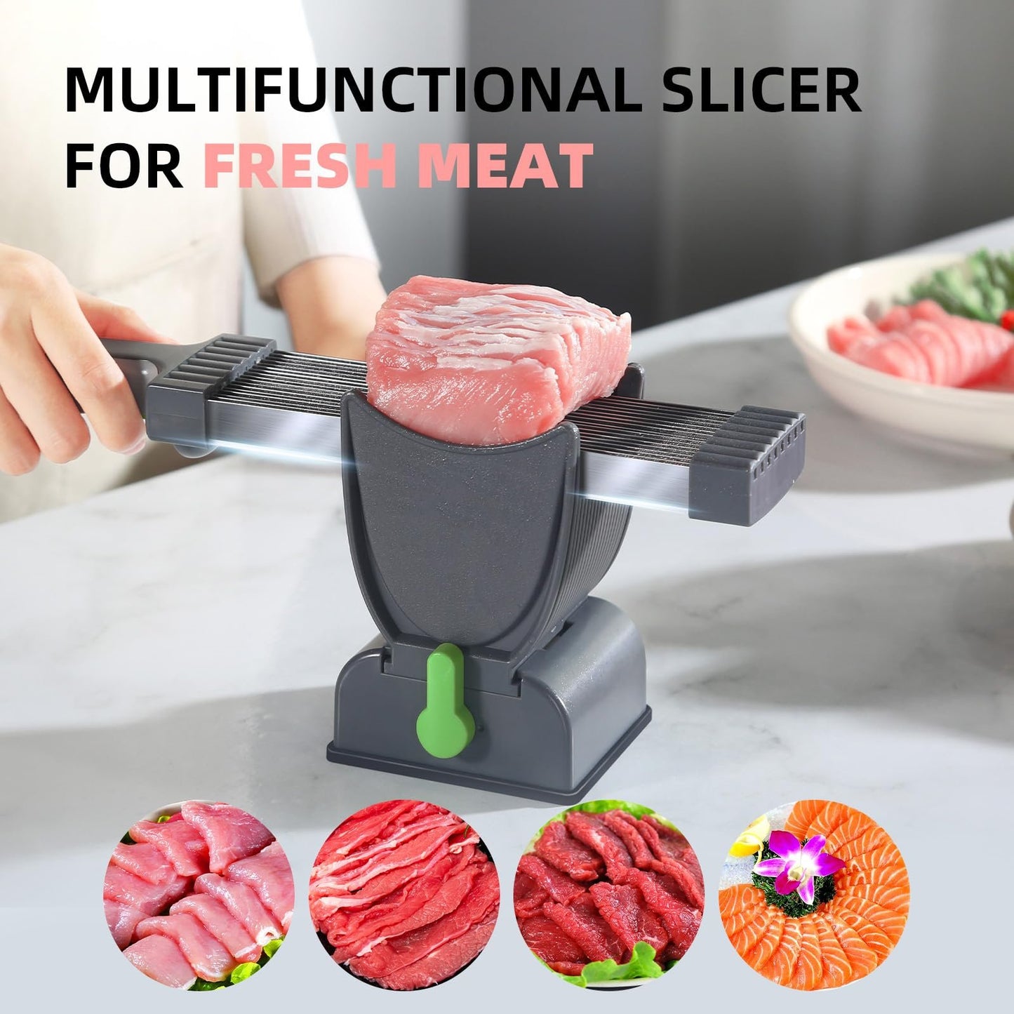 Fresh Meat Slicer Knife Set – 17-in-1 Stainless Steel Adjustable Meat Cleaver