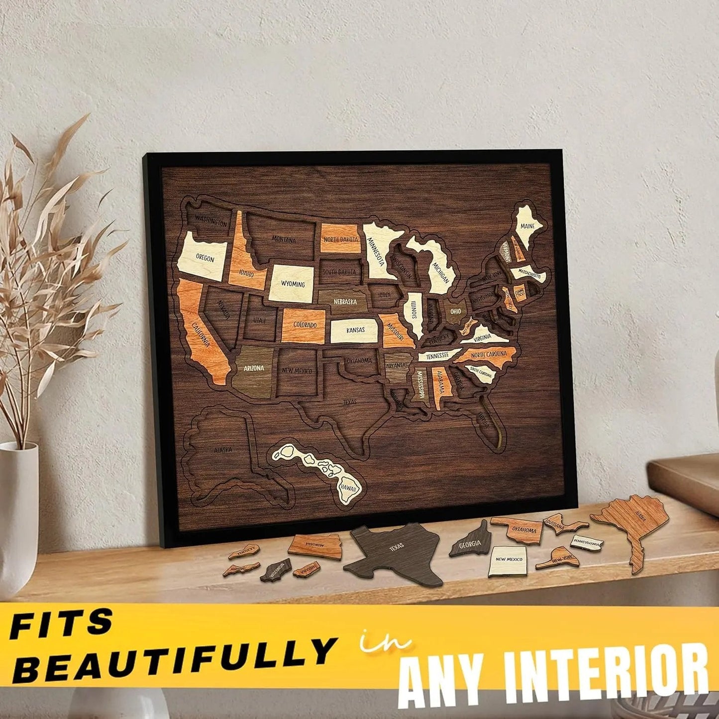 🔥 50% OFF TODAY | Wooden USA Travel Map Puzzle 🗺️ The Ultimate Gift For Couples 🎁