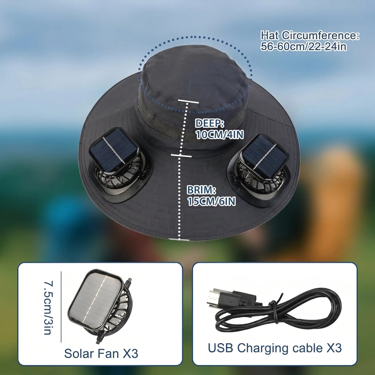 🧢 2026 Solar Cooling Hat – 🌬️ 3 Built-in Fans, UPF50+ Sun Protection – Solar + Battery Powered