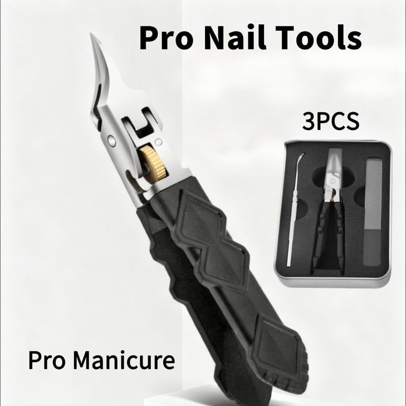 Black Anti-Slip Grip Gear Lock Nail Clipper with Ultra-Sharp Tips for Precise Access to Nail Grooves