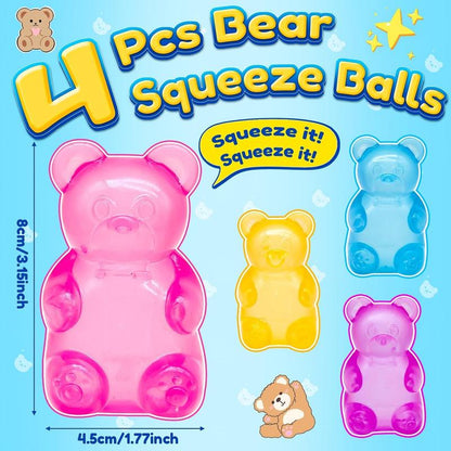 4 counts Squishy Bear - Sensory Fidget Toy with Jelly-Like Filling