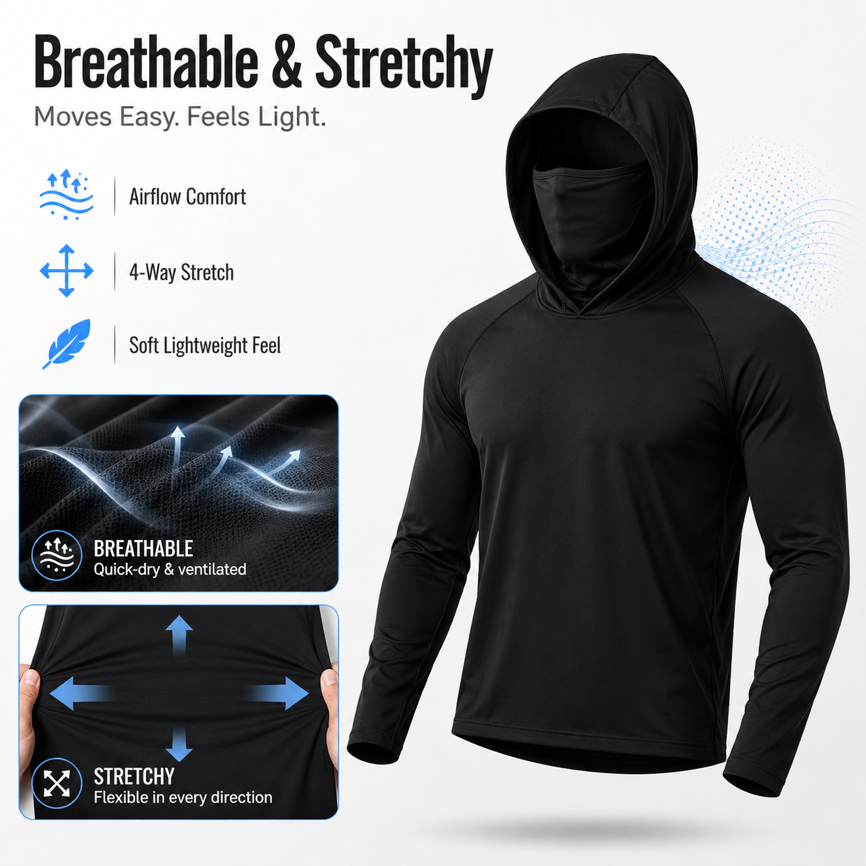 🛡️ 3-in-1 Integrated Hooded Sun Shirt with Face Cover 🚴‍♂️