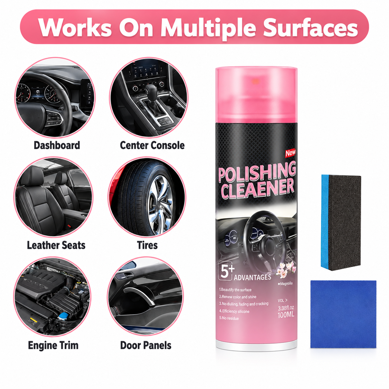 🎉 Buy 2 Get 1 FREE | 🛡️ Non-Greasy Car Plastic & Leather Restorer Spray 🚘