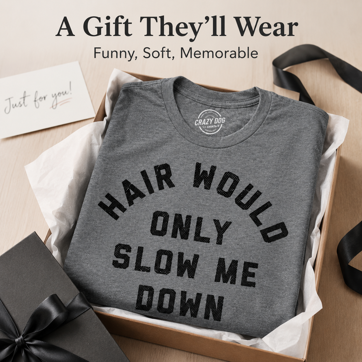 Funny Men's T-Shirt: “My Hair Is Just Holding Me Back” — A Humorous T-Shirt with a Satirical Balding Design