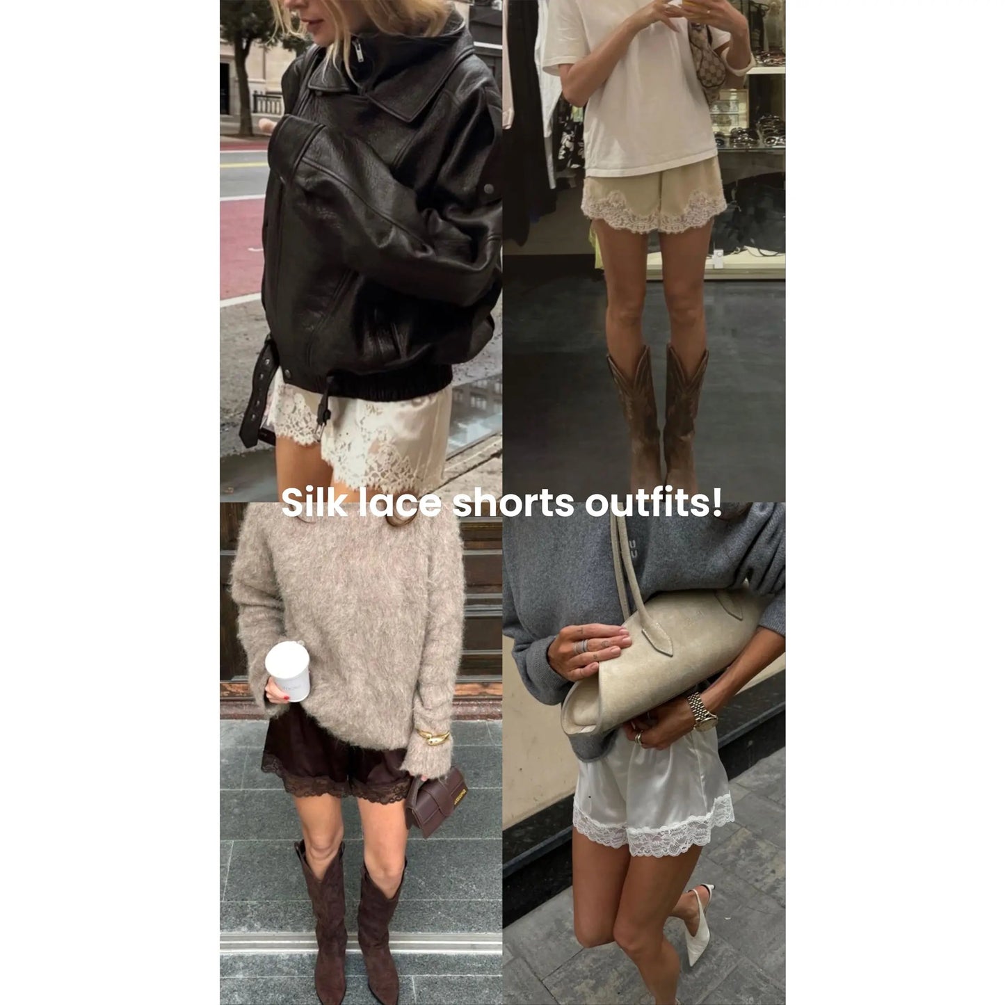 Women's Silky Lace-Trim Shorts – Soft, Comfortable & Stylish