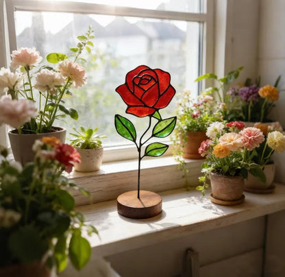 🚚Buy 2 Get Free Shipping - Handmade Stained Glass Flower Freestanding Window Decor