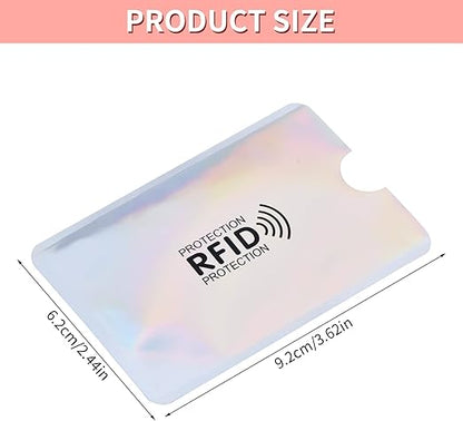 Anti-demagnetization RFID-blocking card sleeve for bank credit cards; anti-fraud aluminum foil ID card protector; compatible with high-frequency readers