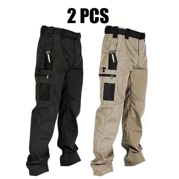 🔥Men's Waterproof Tactical Work Pants - Solid Color with Multi-Pockets for Outdoor Activities