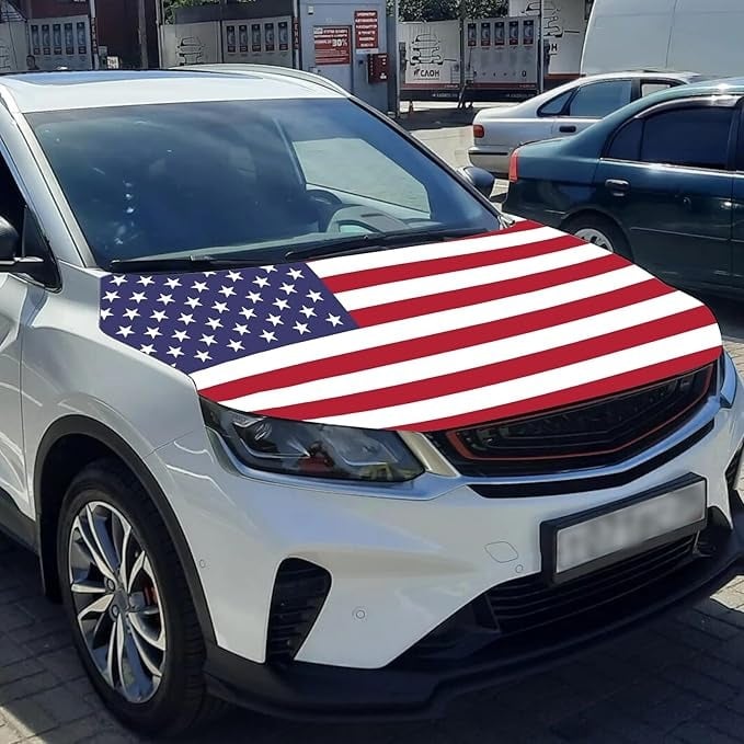 🇺🇸 250th Anniversary Car Hood Cover – 🚗 No-Glue 1-Minute Installation – Fade-Resistant Patriotic Design for Sedans, SUVs & Light Trucks