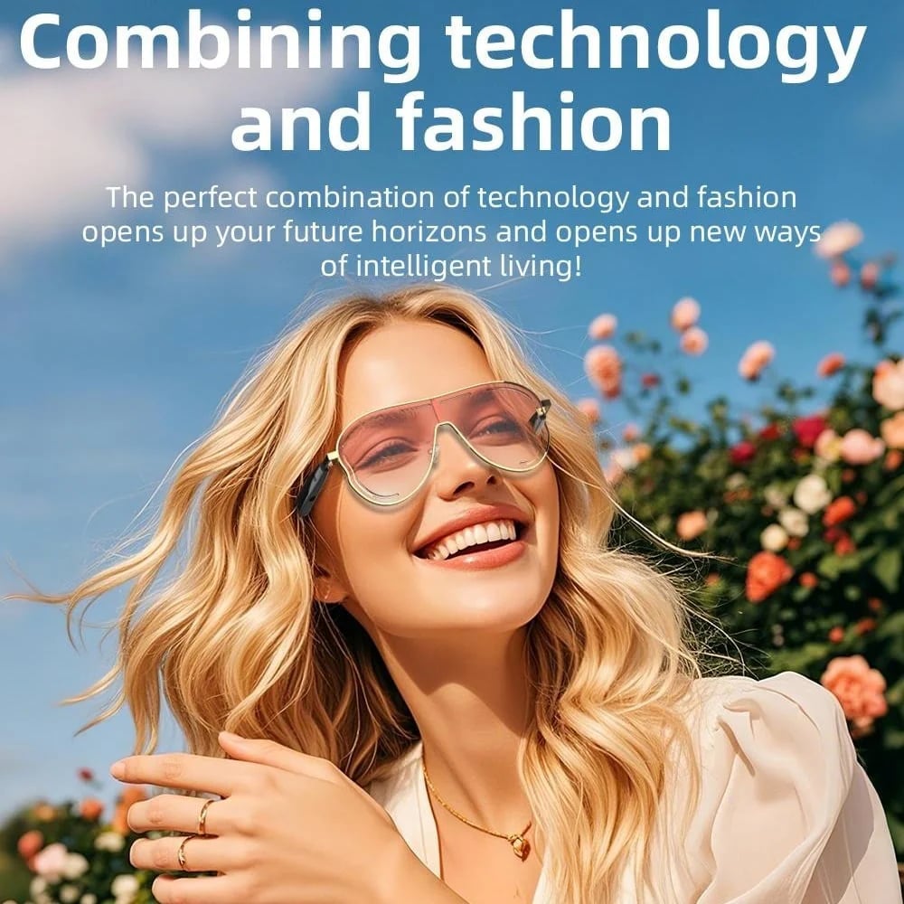 😎 Smart Audio Sunglasses – 🎧 Open-Ear Bluetooth 5.4 with HiFi Stereo – UV & Blue Light Protection, 8H Battery, Touch Control