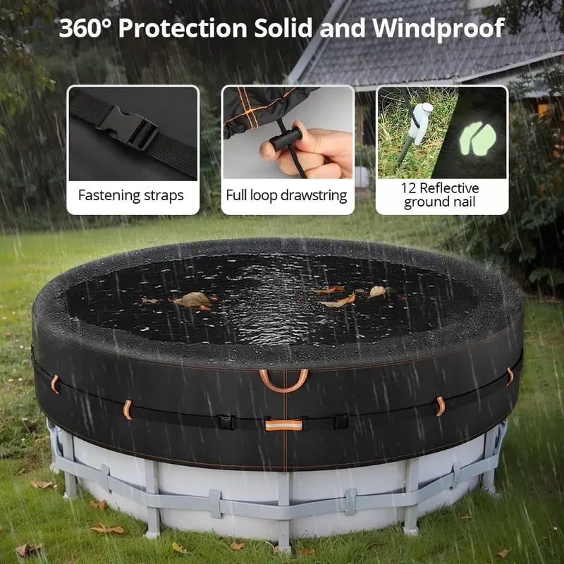 Round Pool Cover with Reflective Strips