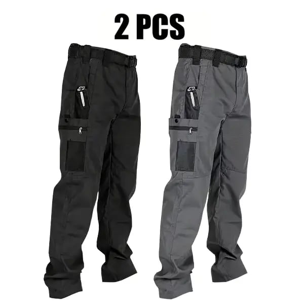 🔥Men's Waterproof Tactical Work Pants - Solid Color with Multi-Pockets for Outdoor Activities