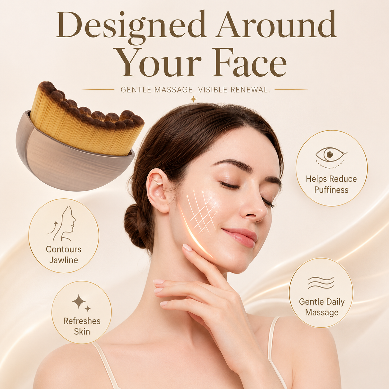 ✨ Sculpt & Refresh Curved Facial Massage Brush for Jawline, Face & Neck 💆‍♀️