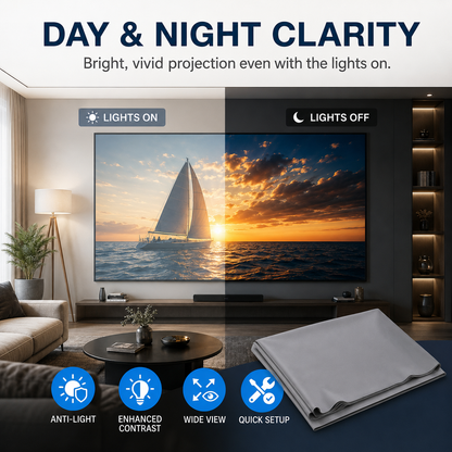 🚀 100" 4K Projector Screen | Anti-Light Foldable Home Theater Cinema Display 🎬