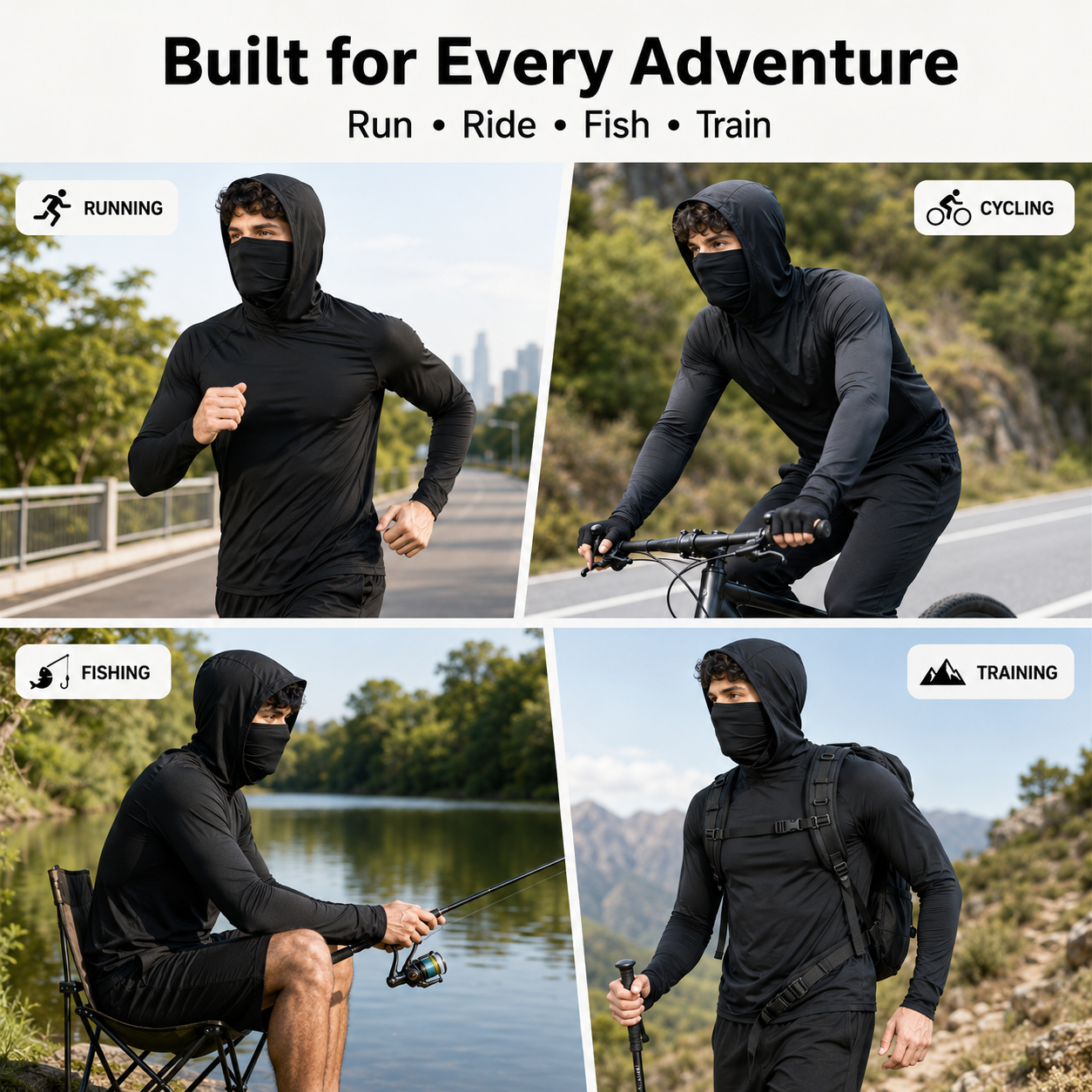 🛡️ 3-in-1 Integrated Hooded Sun Shirt with Face Cover 🚴‍♂️