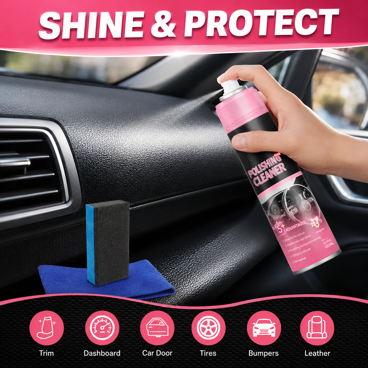 🎉 Buy 2 Get 1 FREE | 🛡️ Non-Greasy Car Plastic & Leather Restorer Spray 🚘