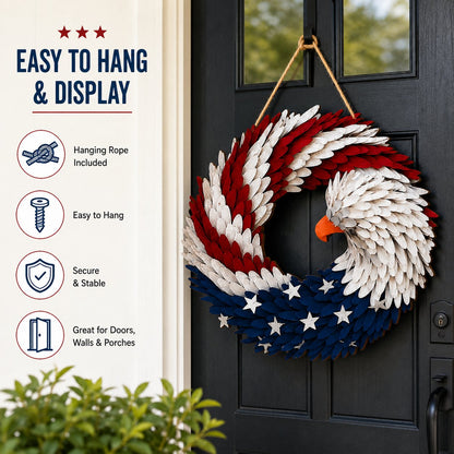 American Eagle Wooden Door Wreath Sign