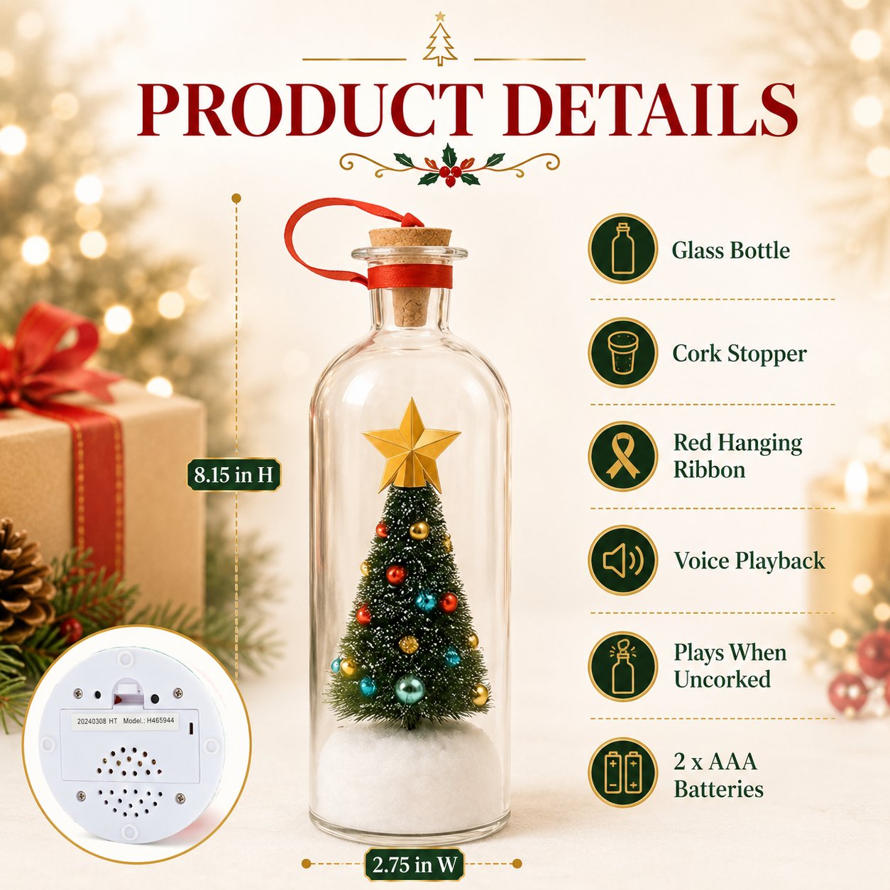 Recordable Christmas Message Bottle