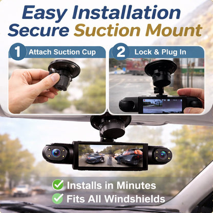 🚗 [Best Seller] 4-Way Dash Cam – 📹 360° Full Coverage, Front/Rear/Left/Right – Day & Night Recording