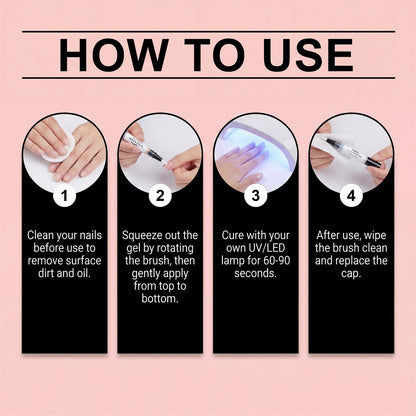 💅 3-in-1 Gel Polish Pen – ✨ Base + Color + Top Coat All-in-One – Easy Apply, UV/LED Cured, Nourishing Formula with Castor Oil & Vitamin E