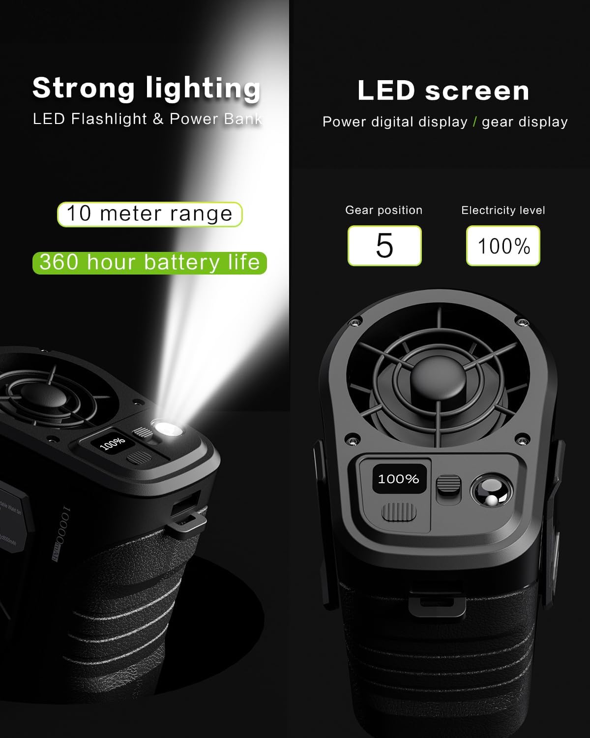 This portable waist fan has a battery life of over 24 hours.