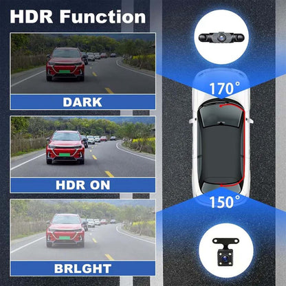 🛡️ 360° 4-Channel Dash Cam – Front, Rear, Left & Right | 1080P HD + Infrared Night Vision