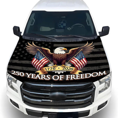 🇺🇸 250th Anniversary Car Hood Cover – 🚗 No-Glue 1-Minute Installation – Fade-Resistant Patriotic Design for Sedans, SUVs & Light Trucks