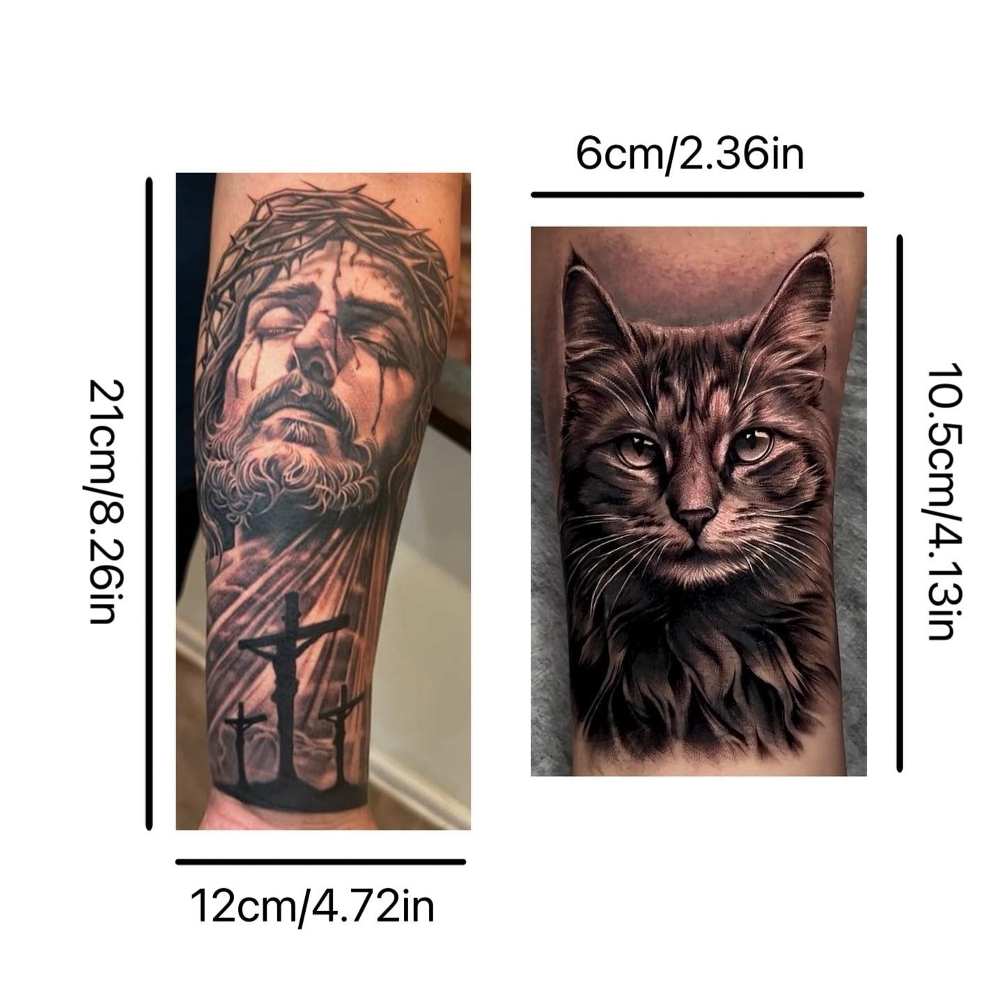 🔥 76 Pcs Tribal Temporary Tattoo Set - Wolf, Lion & Skull | Instant Forearm Sleeve | Zero Pain 🐺✨