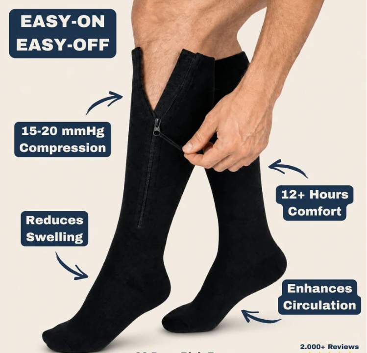 🏃‍♂️ Sports Zipper Socks – ⚡ Easy Side-Zip Design – Ankle Support, Reinforced Heel & Breathable Quick-Dry Fabric