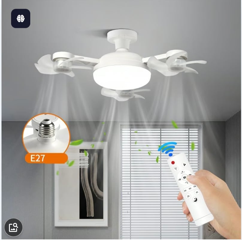 Silent Foldable E27 Fan Light