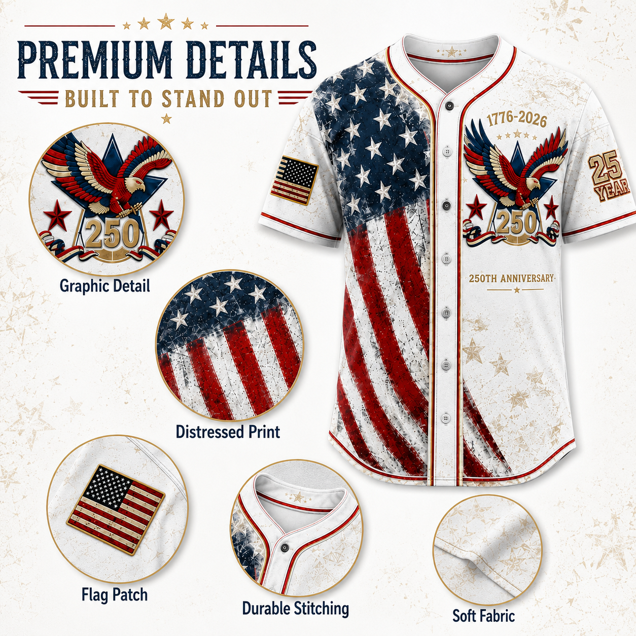 ⏰ Last Day 55% OFF 🇺🇸🦅 America 250th Anniversary Baseball Jersey – 1776–2026 Patriotic Freedom Shirt