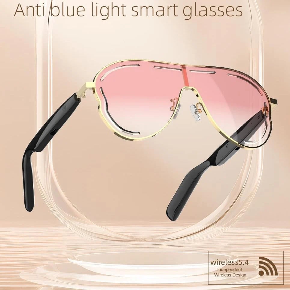 😎 Smart Audio Sunglasses – 🎧 Open-Ear Bluetooth 5.4 with HiFi Stereo – UV & Blue Light Protection, 8H Battery, Touch Control