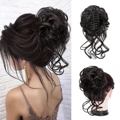 💛 Fluffy Hair Bun Extension – ⚡ Clip-On Instant Volume & Elegance – Soft, Natural & Secure for Daily Wear, Weddings & Parties
