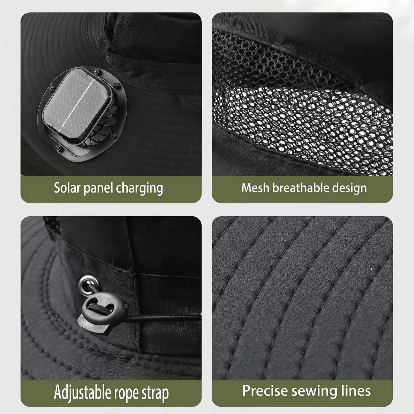 🧢 2026 Solar Cooling Hat – 🌬️ 3 Built-in Fans, UPF50+ Sun Protection – Solar + Battery Powered