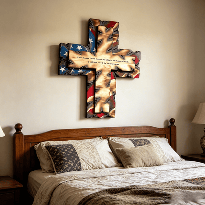 🚨 50% OFF TODAY ⭐ 🇺🇸 Patriotic American Flag Wooden Cross • Buy 2 FREE SHIPPING! 🔥