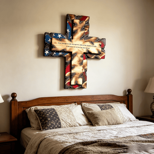 🚨 50% OFF TODAY ⭐ 🇺🇸 Patriotic American Flag Wooden Cross • Buy 2 FREE SHIPPING! 🔥