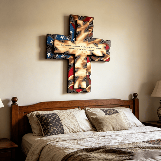 🚨 50% OFF TODAY ⭐ 🇺🇸 Patriotic American Flag Wooden Cross • Buy 2 FREE SHIPPING! 🔥