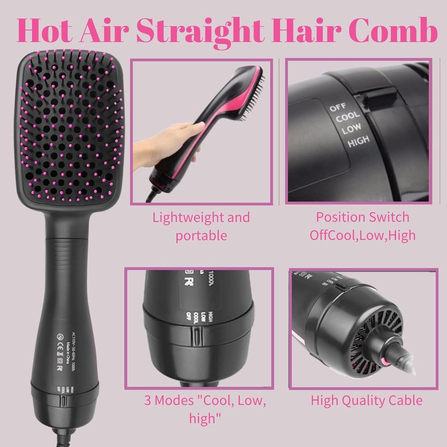 1 Step Ionic Hair Straightener and Dryer Brush