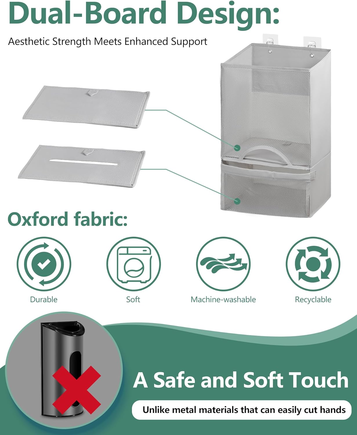 🛍️ 2-in-1 Extra Large Plastic Bag Holder – 🧺 Wall Mount Kitchen Organizer with Built-in Trash Bag Dispenser – Holds 60+ Bags, Oxford Cloth