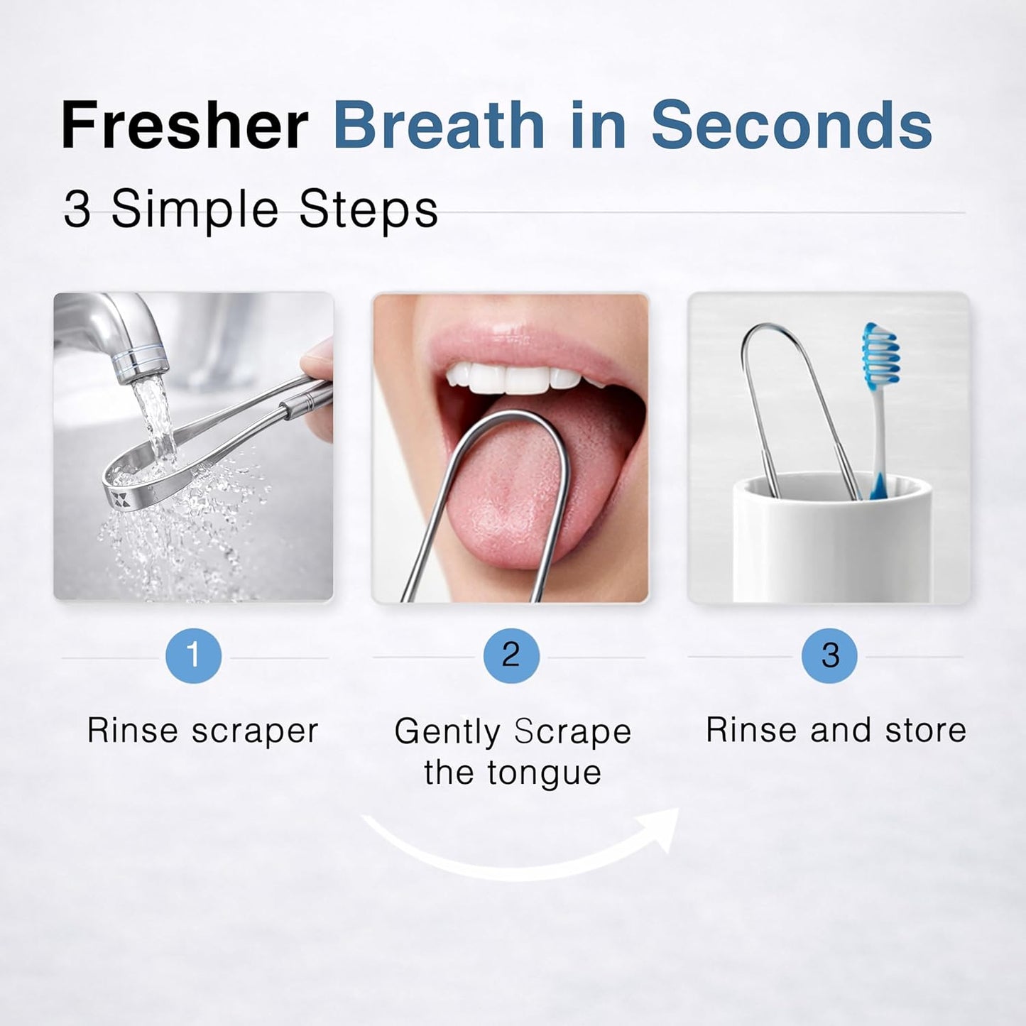 🦷 Tongue Scraper for Fresh Breath | Stainless Steel 2-Pack